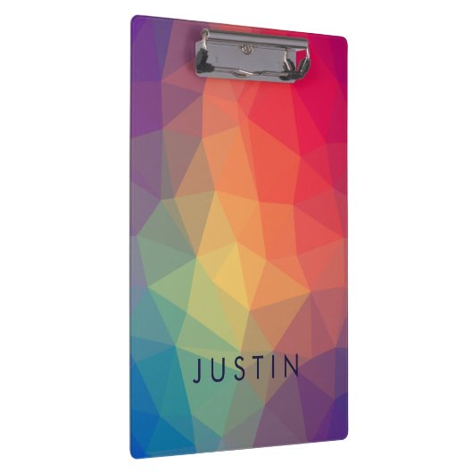 Elegante moderne polygonale Farben tragen Ihren Na Klemmbrett (Rechts)
