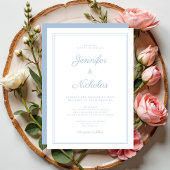 Elegante moderne Powder Blue Script Hochzeit Einladung