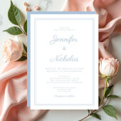 Elegante moderne Powder Blue Script Hochzeit Einladung