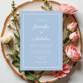 Elegante moderne Powder Blue Script Hochzeit Einladung