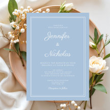 Elegante moderne Powder Blue Script Hochzeit