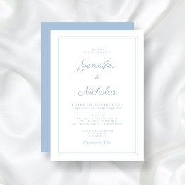 Elegante moderne Powder Blue Script Hochzeit Einladung