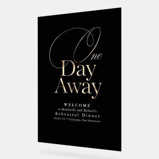 Elegante Moderne Probe Abendessen Schwarz Willkomm Acrylschild (Winkel)