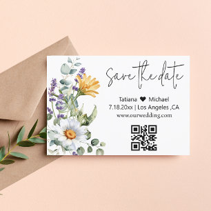 elegante moderne QL-Code-Aquarell-Wildblumen Save The Date