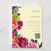 elegante, moderne QR-Code Blumenhochzeit Einladung (Vorderseite)