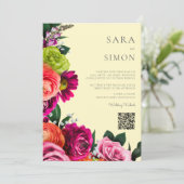 elegante, moderne QR-Code Blumenhochzeit Einladung (Stehend Vorderseite)