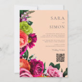 elegante, moderne QR Code Blumenzwiebelhochzeit Einladung (Vorderseite)