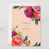 elegante, moderne QR Code Blumenzwiebelhochzeit Einladung (Rückseite)