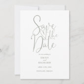 Elegante moderne QR Code Sage Green Wedding Save The Date (Vorderseite)
