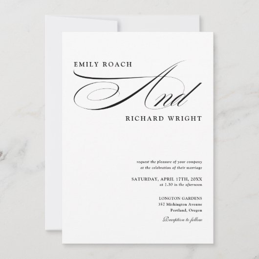 Elegante moderne QR-Code-Schwarz-Weiß-Hochzeit Einladung (Vorderseite)
