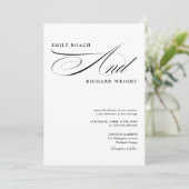 Elegante moderne QR-Code-Schwarz-Weiß-Hochzeit Einladung (Stehend Vorderseite)