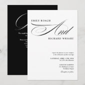 Elegante moderne QR-Code-Schwarz-Weiß-Hochzeit Einladung (Vorne/Hinten)