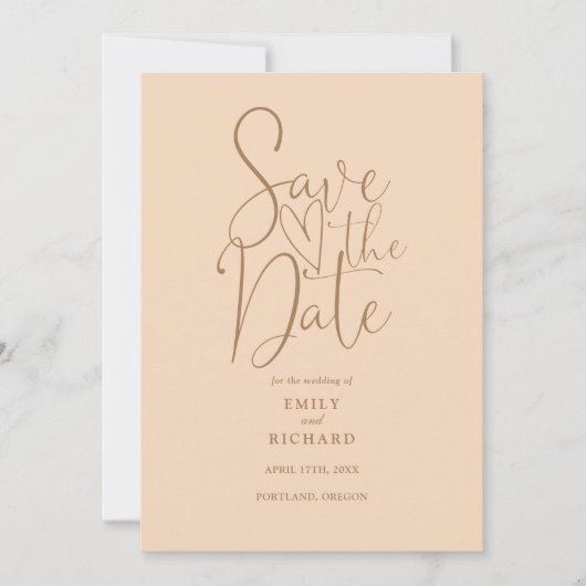 Elegante moderne QR Code Soft Peach Hochzeit Save The Date (Vorderseite)