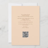 Elegante moderne QR Code Soft Peach Hochzeit Save The Date (Rückseite)