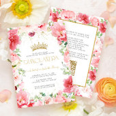Elegante moderne QR Rosa Flora Gold Quinceñera Einladung