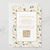 Elegante moderne QR White Gold Floral Quinceñera Einladung (Rückseite)