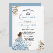 Elegante Moderne Quinceanera Blau und Silber Einladung (Vorne/Hinten)