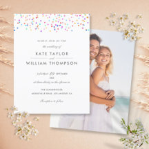Elegante moderne Regenbogen-Konfetti-Foto-Hochzeit