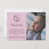 Elegante moderne, reine weiße Taufe Danke Karte (Vorderseite)