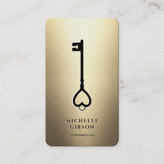 Elegante moderne Retor Key Monogram Imitats Gold Visitenkarte (Vorderseite)