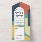 Elegante Moderne Retro Abstrakte Kunst Hochzeit All In One Einladung (Innen Boden)