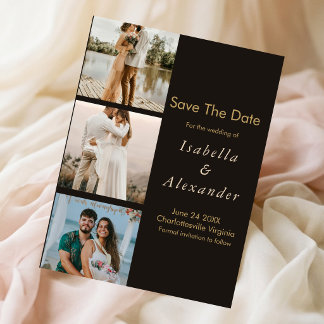 Elegante moderne romantische Hochzeit mit 3-Foto-C Save The Date