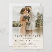 Elegante moderne romantische Hochzeit mit Vollform Save The Date (Vorderseite)
