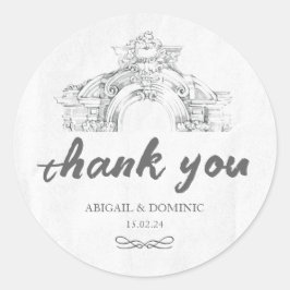 Elegante Moderne römische Minimalistische Hochzeit Runder Aufkleber