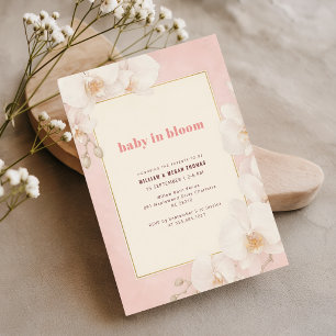 Elegante moderne rosa Baby in Bloom Babyparty Einladung