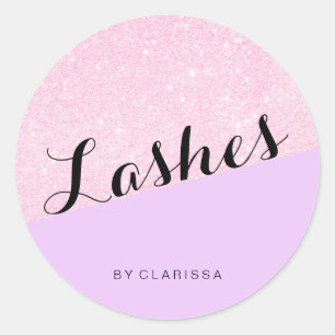 Elegante moderne rosa Gold Glitter lila Wimpern Runder Aufkleber