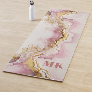 Elegante moderne rosa-goldene abstrakte Monogramm Yogamatte