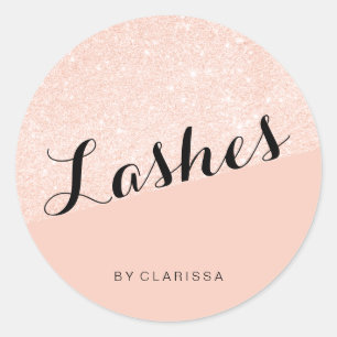 Elegante moderne rosa-goldene Glitter-Blush-Pink-W Runder Aufkleber