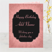 Elegante moderne rosa Happy Geburtstag Name Karte (Gelbe Blume)