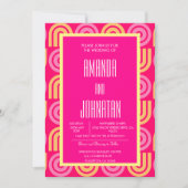 Elegante, moderne, rosa, monogrammfarbene geometri einladung (Vorderseite)