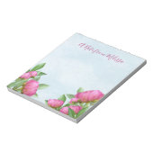 Elegante Moderne rosa Peonies Wasserfarbene Blumen Notizblock (Rotiert)