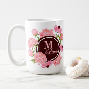 Elegante Moderne rosa Peony Kaffeetasse