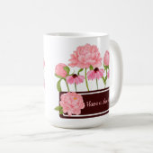 Elegante Moderne rosa Peony Kaffeetasse (VorderseiteRechts)