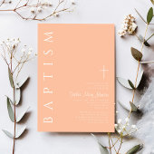Elegante moderne rosa religiöse Cross-Girl-Taufe Einladung
