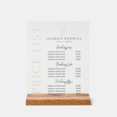 Elegante, moderne Rosa-Rosa-Preisliste Acrylschild (Vorderseite)