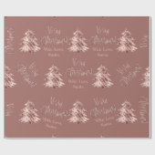 Elegante Moderne Rosa Rose Gold Weihnachtsbaum Geschenkpapier (Flach)