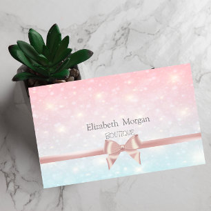 Elegante moderne rosa Schleife, Glitter Bokeh Visitenkarte