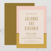 Elegante moderne rosa und geometrische Hochzeit mi Einladung (Vorne/Hinten)