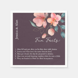 Elegante, moderne Rosa und Gold Floral Fun Fakten Serviette