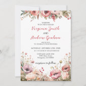 Elegante moderne, rosafarbene Rosenblütenhochzeit Einladung (Vorderseite)