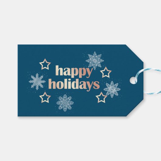 Elegante moderne Rose aus Kupfer Gold Happy Holida Geschenkanhänger (Vorderseite (Horizontal))