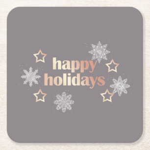 Elegante moderne Rose aus Kupfer Gold Happy Holida Rechteckiger Pappuntersetzer