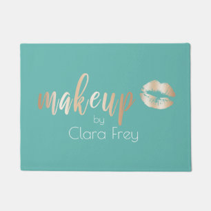 Elegante, moderne Rose aus Kupfer, goldene Lippen  Fußmatte