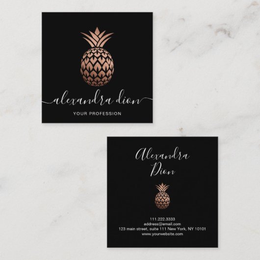 Elegante, moderne Rose aus Kupfergold Quadratische Visitenkarte (Vorne/Hinten)