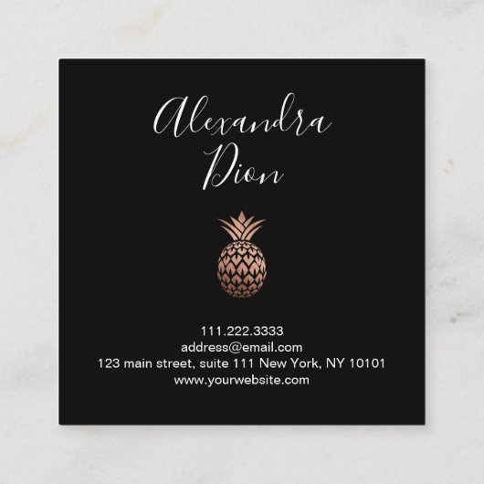 Elegante, moderne Rose aus Kupfergold Quadratische Visitenkarte (Rückseite)