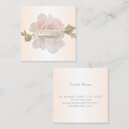 Elegante Moderne , Rose, Blume, Pinselstriche Quadratische Visitenkarte (Vorne/Hinten)